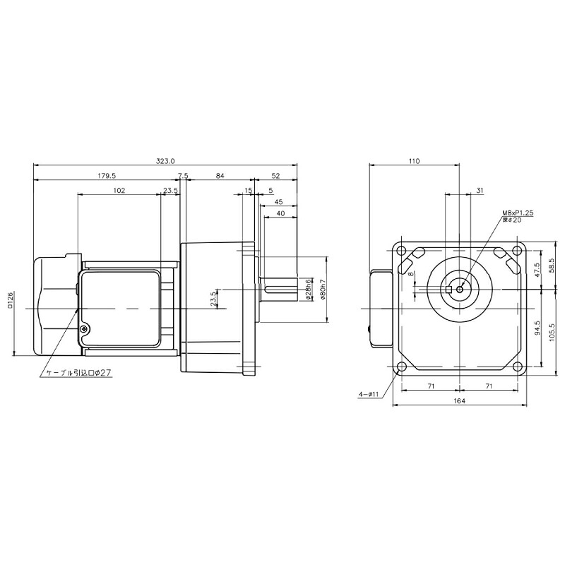 ニッセイ ギヤードモーター G3K28N120-MM02TNNTB2 平行軸 小フランジ打っ付け 0.2kW 減速度比1/120 三相 200V 判定基準打ちきり付 停留所ボックス席付
