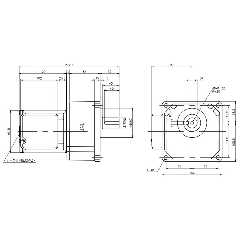 ニッセイ ギヤードモーター G3K28N100-MM02TWNTN 平行軸 小フランジ取付 0.2kW 減速比1/100 三相 400V ブレーキなし ターミナルボックス付｜設備プロ王国　店
