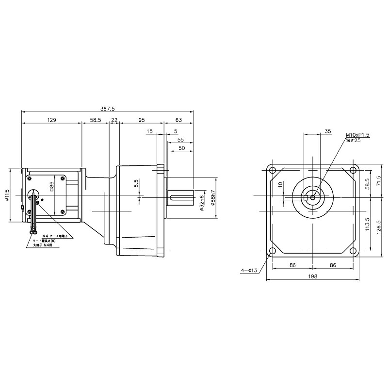 ニッセイ ギヤードモーター G3K32N450-MM02TWJNN 平行軸 小フランジ打っ付け 0.2kW 減速度比1/450 三相 400V 打ちきりなし 停留所ボックス席なし