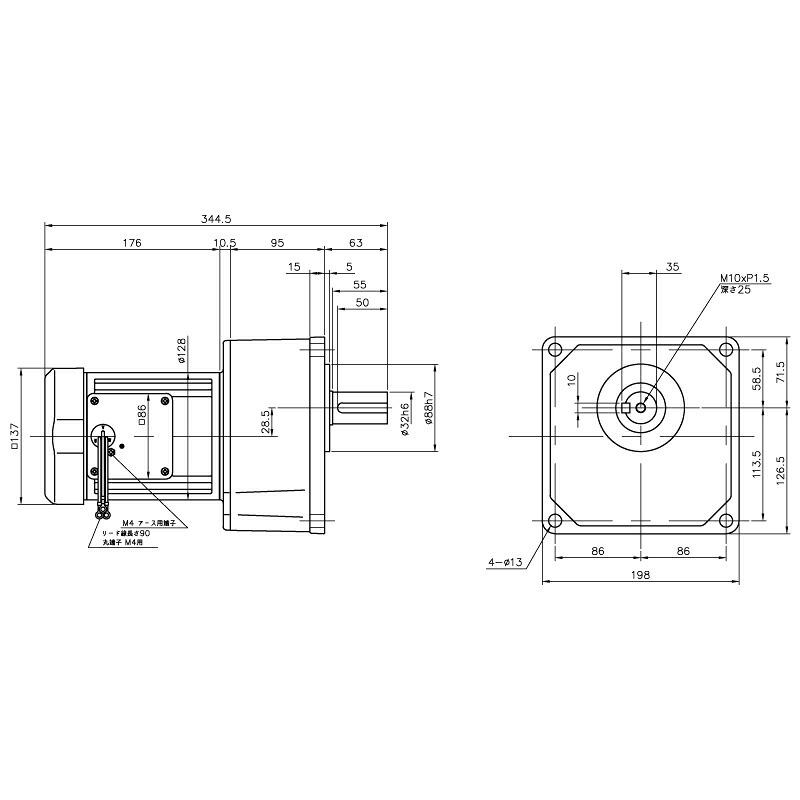 ニッセイ ギヤードモーター G3K32N120-MM04TNNNN 平行軸 小フランジ打っ付け 0.4kW 減速度比1/120 三相 200V 打ちきりなし 停留所ボックス席なし