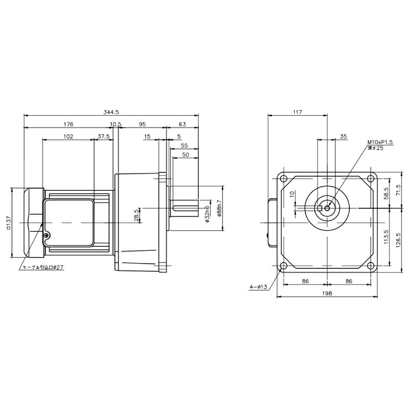 ニッセイ ギヤードモーター G3K32N120-MM04TNNTN 平行軸 小フランジ打っ付け 0.4kW 減速度比1/120 三相 200V 打ちきりなし 停留所ボックス席付