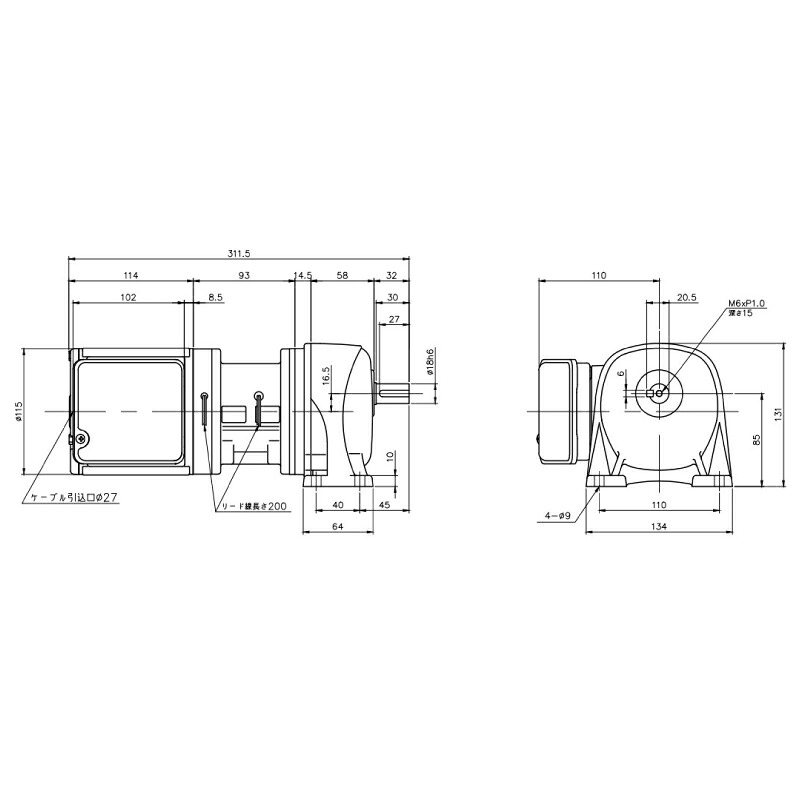 ニッセイ ギヤードモーター G3L18N10-EM01TNJTN 平行軸 脚滑りだし 0.1kW 減速度比1/10 三相 200V クラッチペダル打ち切り付 停留所ボックス席付 花・ガーデン・DIY-DIY・工具-その他