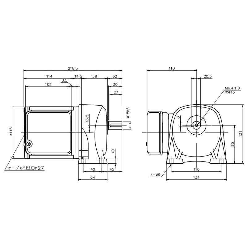 ニッセイ ギヤードモーター G3L18N5-MM01TWNTN 平行軸 脚打っ付け 0.1kW 減速度比1/5 打ちきり無 軸カーボン鋼
