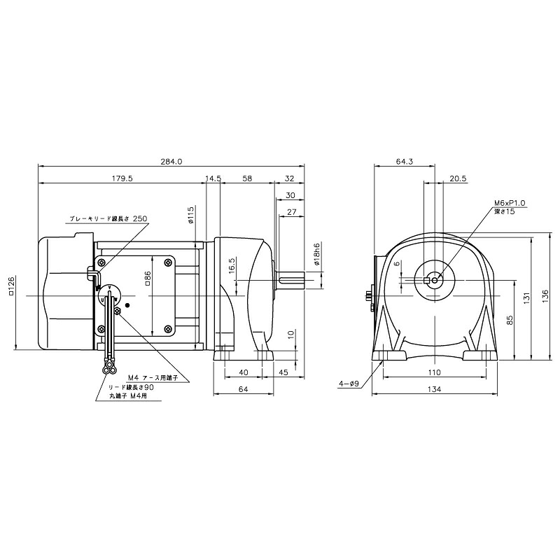 ニッセイ ギヤードモーター G3L18N15-MM02TNNNB2 平行軸 脚取付 0.2kW 減速比1/15 三相 200V ブレーキ付 軸炭素鋼|設備プロ王国 店