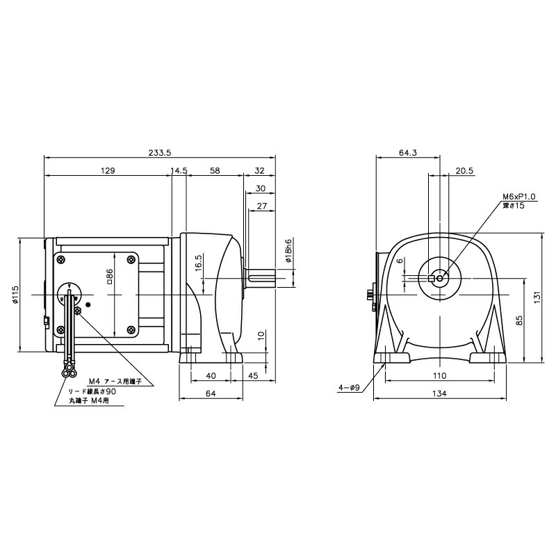 ニッセイ ギヤードモーター G3L18N25-MM02TWJNN 平行軸 脚打っ付け 0.2kW 減速度比1/25 打ちきり無 軸カーボン鋼