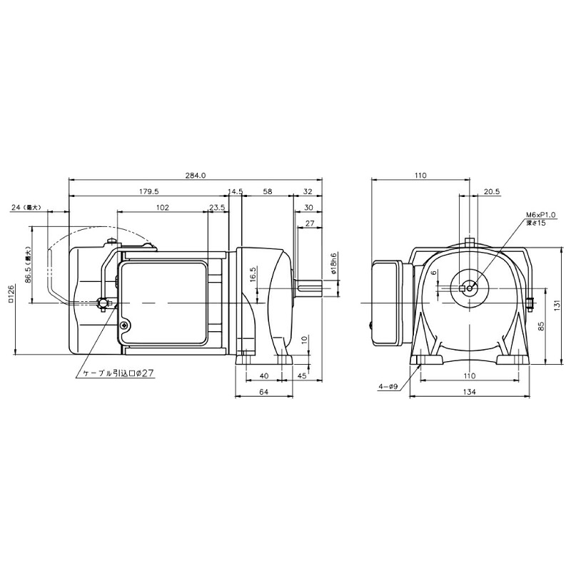 ニッセイ ギヤードモーター G3L18N15-MM02TWNTJ4 平行軸 脚取付 0.2kW 減速比1/15 三相 400V 手動解放ブレーキ付 ターミナルボックス付 軸炭素鋼｜設備プロ王国　店