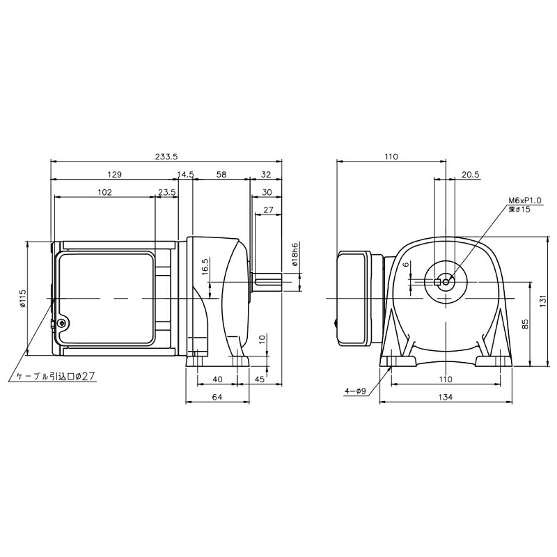 ニッセイ ギヤードモーター G3L18N5-MM02TWNTN 平行軸 脚取付 0.2kW 減速比1/5 ブレーキ無 軸炭素鋼