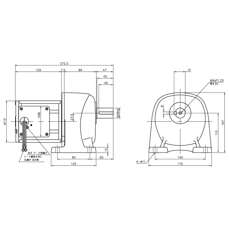 ニッセイ ギヤードモーター G3L28N200-MM02TNNNN 平行軸 脚取付 0.2kW 減速比1/200 ブレーキ無 軸炭素鋼