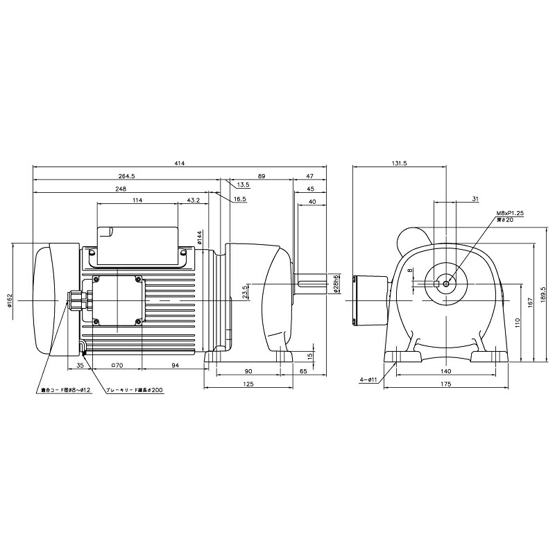 ニッセイ ギヤードモーター G3L28N30-MM04CNJAB2 平行軸 脚打っ付け 0.4kW 減速度比1/30 単相 100V 判定基準打ちきり付 A型停留所ボックス席