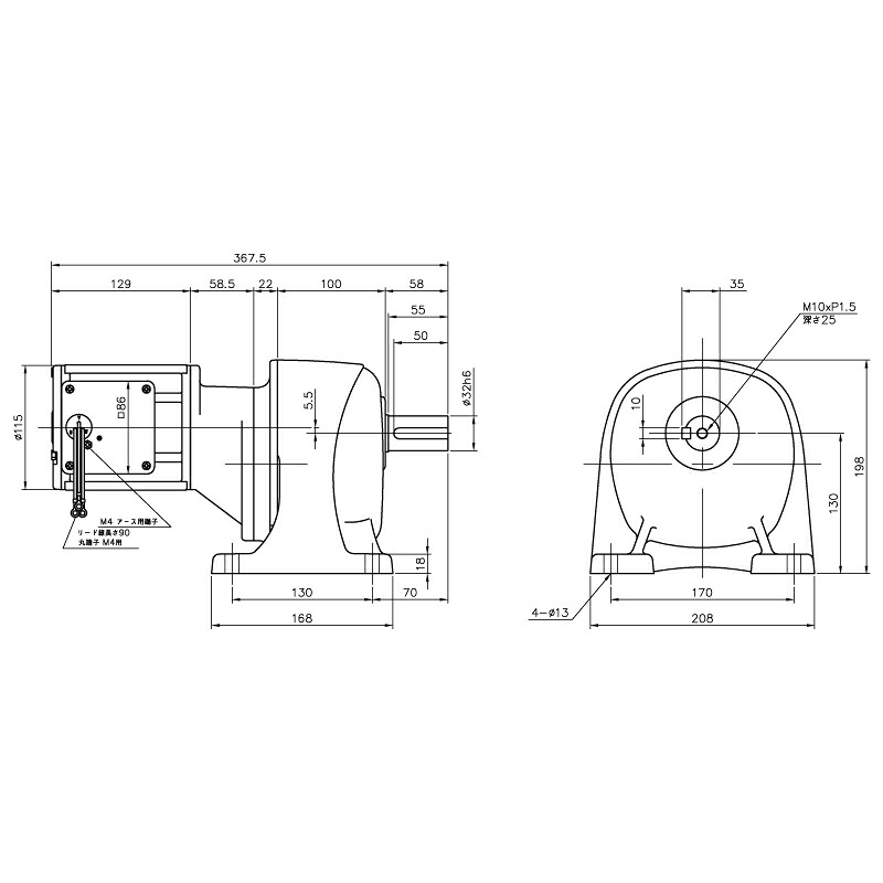 ニッセイ ギヤードモーター G3L32N450-MM02TWJNN 平行軸 脚打っ付け 0.2kW 減速度比1/450 打ちきり無 軸カーボン鋼