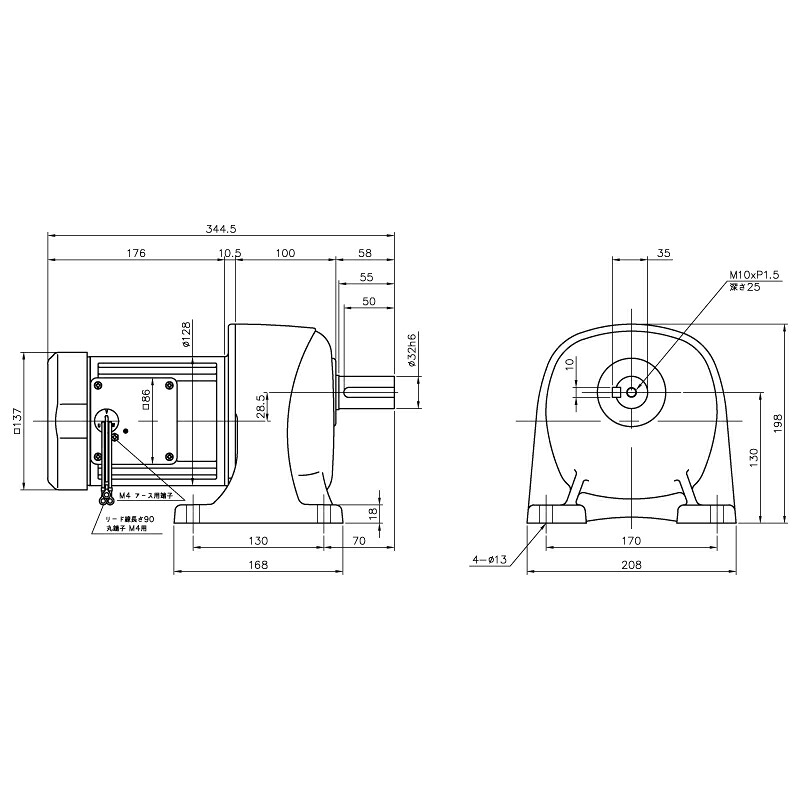 ニッセイ ギヤードモーター G3L32N120-MM04TNNNN 平行軸 脚打っ付け 0.4kW 減速度比1/120 打ちきり無 軸カーボン鋼