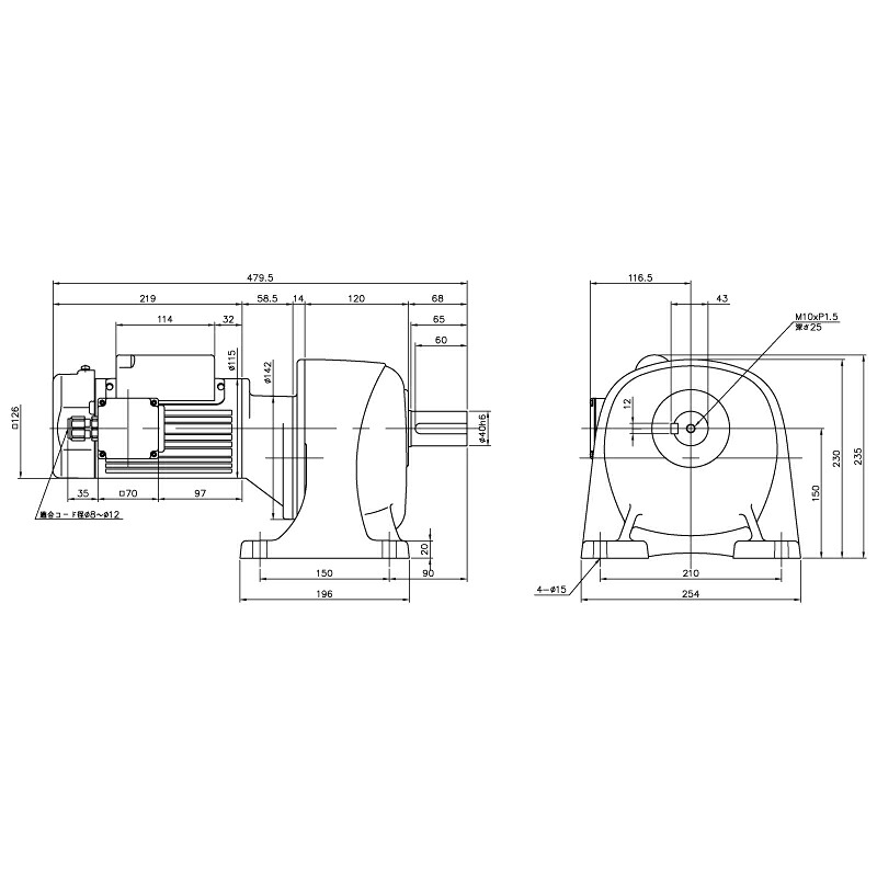 ニッセイ ギヤードモーター G3L40N12X-MM02CWJAN 平行軸 脚取付 0.2kW 減速比1/1200 単相 200V ブレーキ無 A型ターミナルボックス｜設備プロ王国　店