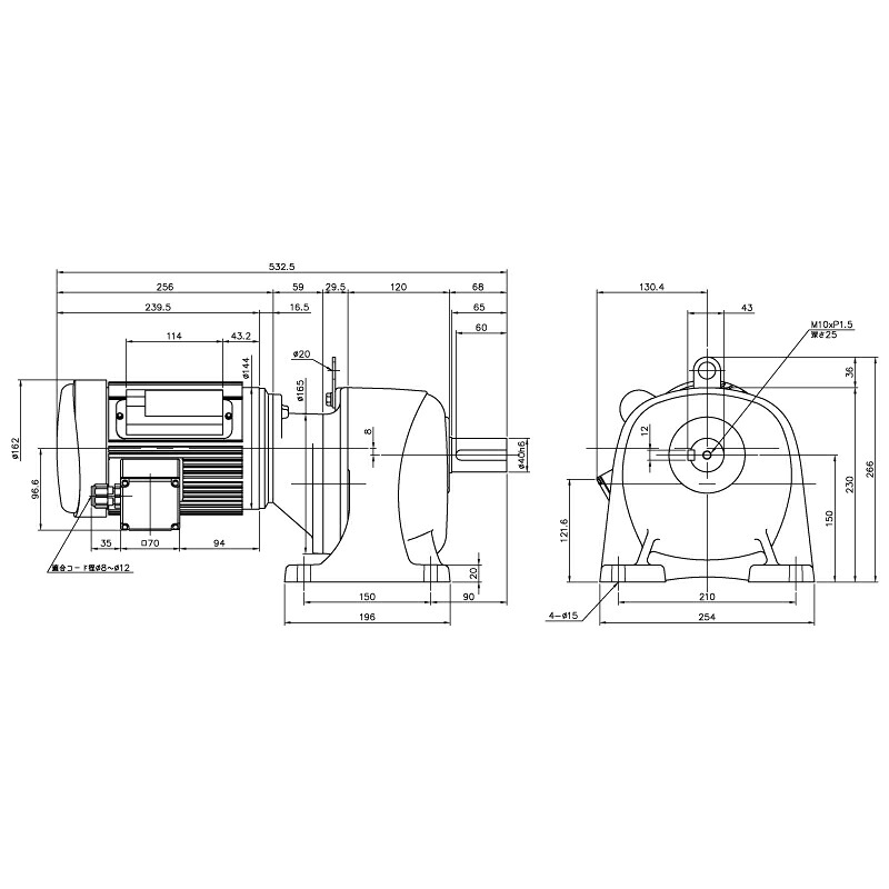 ニッセイ ギヤードモーター G3L40N450-MM04CNJAN 平行軸 脚取付 0.4kW 減速比1/450 単相 100V ブレーキ無 A型ターミナルボックス