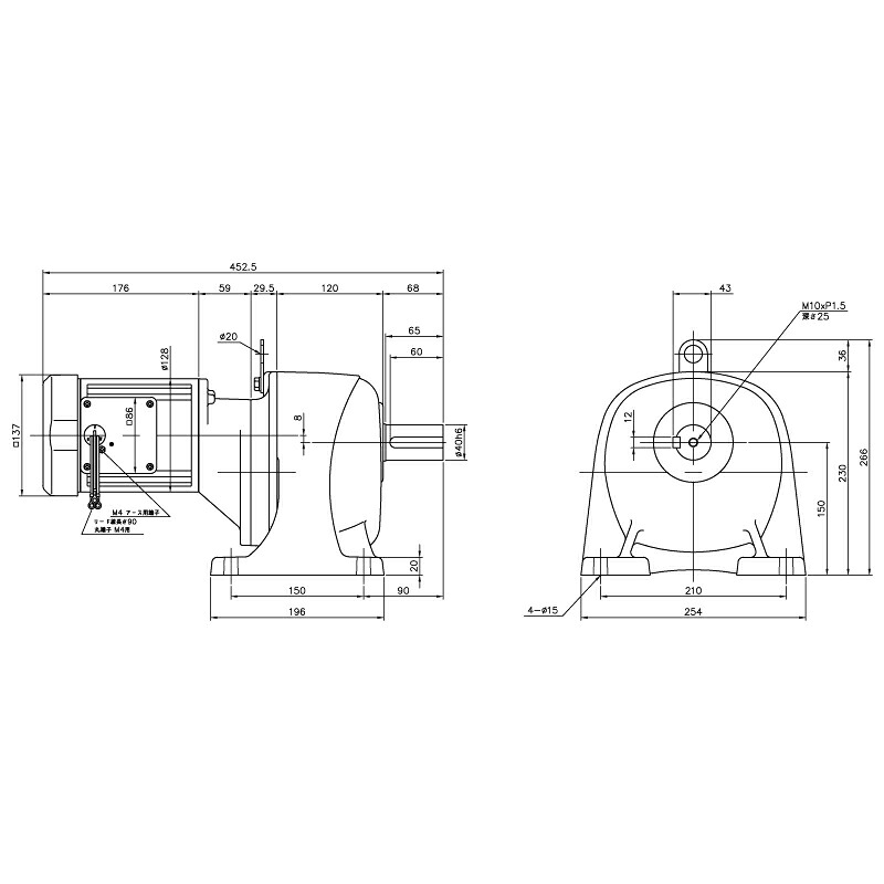 ニッセイ ギヤードモーター G3L40N450-MM04TNNNN 平行軸 脚取付 0.4kW 減速比1/450 ブレーキ無 軸炭素鋼