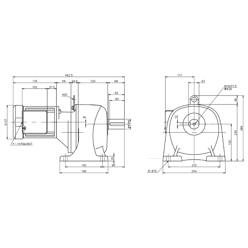ニッセイ ギヤードモーター G3L40N300-MM04TNNTN 平行軸 脚取付 0.4kW 減速比1/300 ブレーキ無 軸炭素鋼