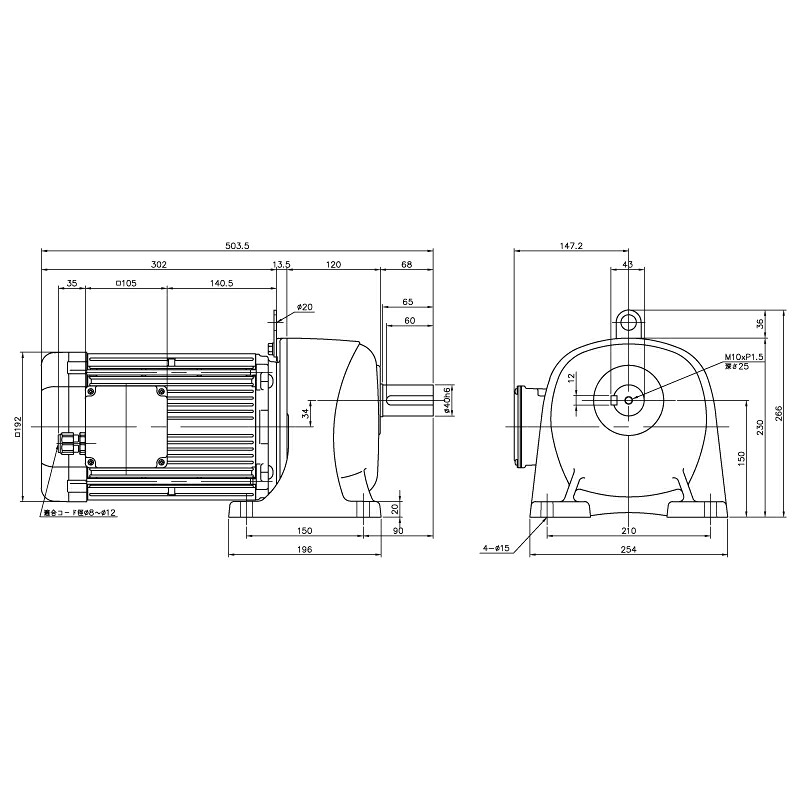 ニッセイ ギヤードモーター G3L40N25-WR22TNNEN 平行軸 脚取付 防水 2.2kW 減速比1/25 三相 200V ブレーキ無 E型ターミナルボックス 軸炭素鋼｜設備プロ王国　店