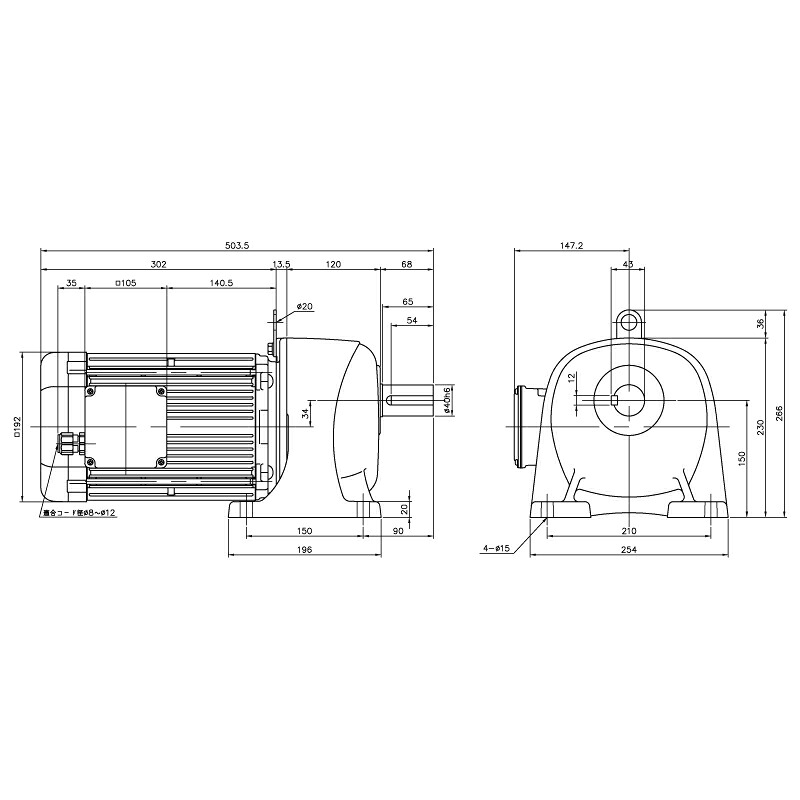 ニッセイ ギヤードモーター G3L40S5-WR22TNNEN 平行軸 脚取付 防水 2.2kW 減速比1/5 三相 200V ブレーキ無 E型ターミナルボックス 軸ステンレス｜設備プロ王国　店 80,412円