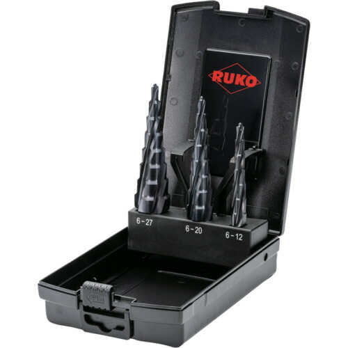 RUKO 4枚刃スパイラルステップドリル 101087PRO 3本セット ハイス ルナテックコーティング