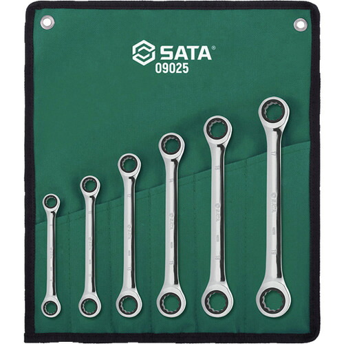 SATA 両口ラチェットレンチセット(6点) 09025 3Sまとめ売り 3S 【まとめ売り商品】