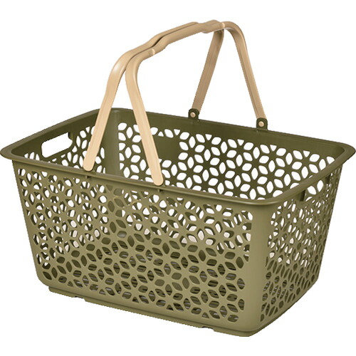 ヒマラヤ化学 1559 155942 ハンドル積み重ねバスケット カーキ 513×355×260 20個まとめ売り 20個 【まとめ売り商品】|設備プロ王国 店