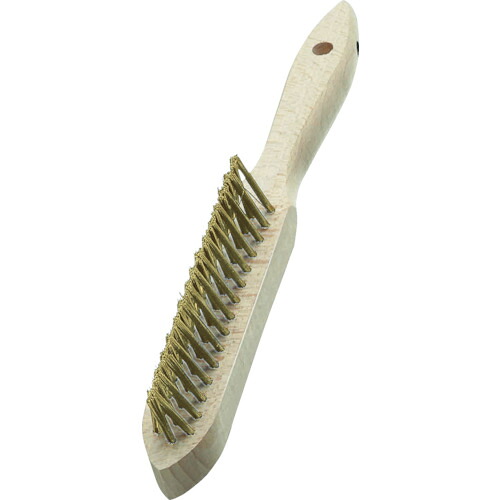 LESSMANN 3行リベット 120881 木柄ハンドブラシ 真鍮メッキ線 12本まとめ売り 12本 【まとめ売り商品】