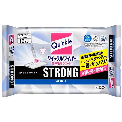 Kao クイックルワイパー 359087 立体ねばり着くウエットシートストロング 12枚 20PKまとめ売り 20PK 【まとめ売り商いもの】