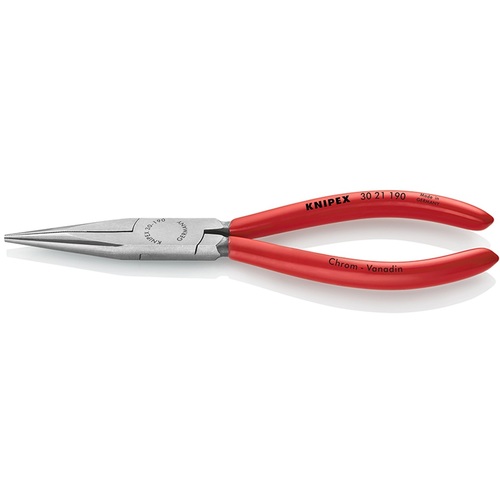 KNIPEX ロングノーズプライヤー 3021-190 半丸 プラスチックハンドル 190mm 6丁まとめ売り 6丁 【まとめ売り商品】