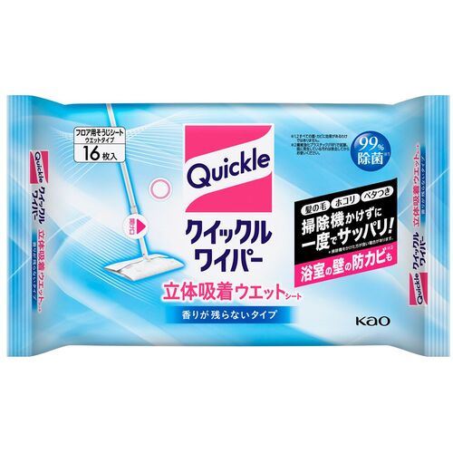 Kao クイックルワイパー 327826 立体吸着ウエットシート 16枚入 20袋まとめ売り 20袋 【まとめ売り商品】