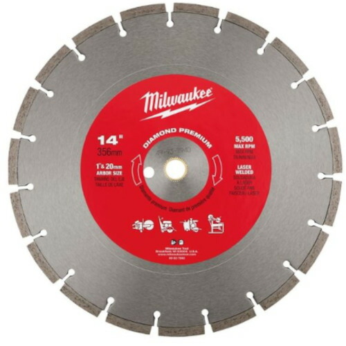 milwaukee 14インチ(356mm)ダイヤモンドブレード(プレミアムセグメント型) 49-93-7940