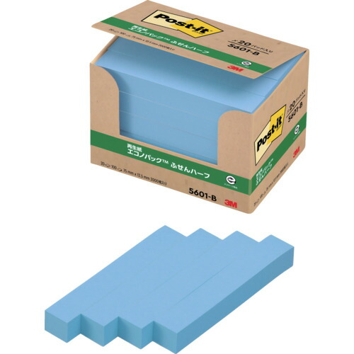3M ポスト・イット 5601-B 75X12.5mm 100枚X20パッド ブルー 20PKまとめ売り 20PK 【まとめ売り商品】
