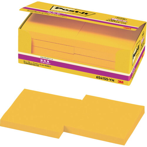 3M 郵便うけ・イット 6541SS-YN 強へばり着く 75X75粍 90枚X10パッド 黄色 10PKまとめ売り 10PK 【まとめ売り商いもの】
