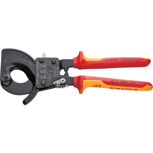 KNIPEX 縁切り有線テレビ裁断師 9536-250 1000V(ラチェット式) 250粍