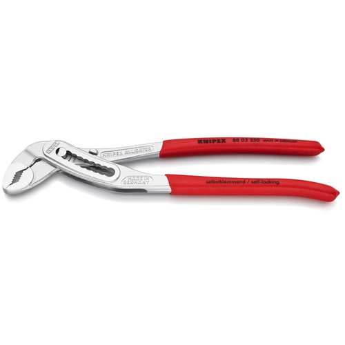 KNIPEX ウォーターポンププライヤー 8803-250 アリゲーター 可塑性物質手持ち部分 Crメッキ 250粍 6丁まとめ売り 6丁 【まとめ売り商いもの】