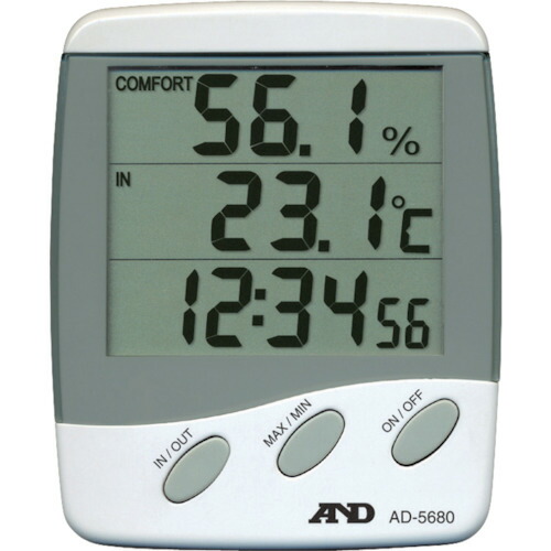 A＆D 時計付き温湿度計 AD5680 外部センサー付き 10個まとめ売り 10個 【まとめ売り商品】