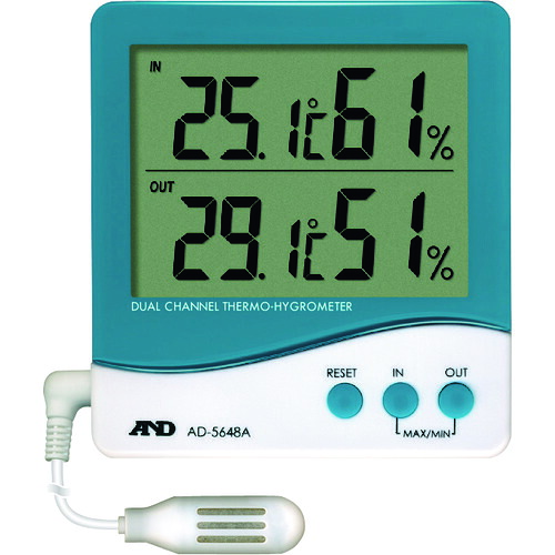 A＆D デュアルチャンネル温度・湿度計 AD5648A 10個まとめ売り 10個 【まとめ売り商品】｜設備プロ王国　店