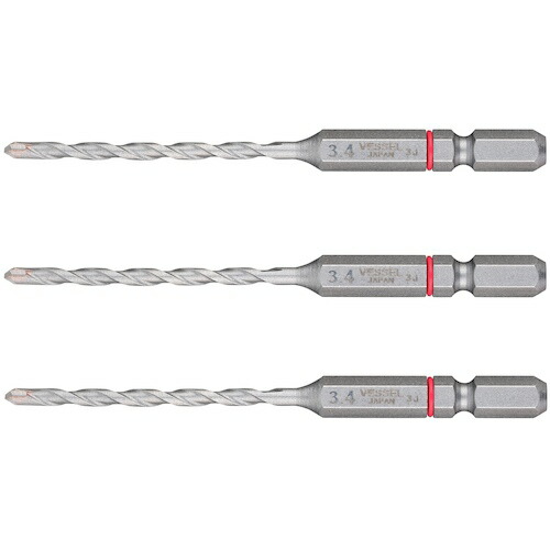 VESSEL CPD3S－3.4 CPD3S-3.4 磁器タイル用ドリル3本組 10PKまとめ売り 10PK 【まとめ売り商品】