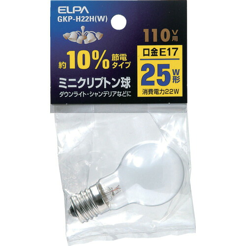 ELPA ミニクリプトン球 GKP-H22H(W) 200個まとめ売り 200個 【まとめ売り商品】|設備プロ王国 店