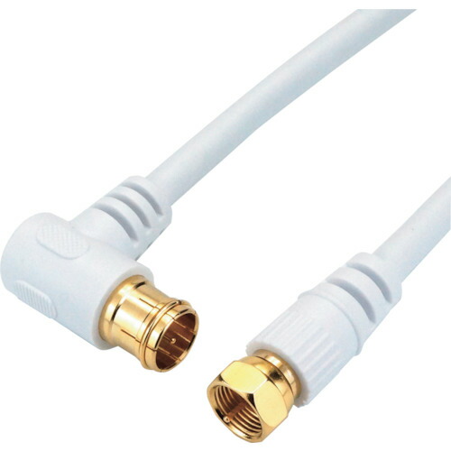 HORIC アンテナケーブル HAT150-121LSWH 15m ホワイト L字差込式/ネジ式コネクタ HAT150-121LSWH 9個まとめ売り 9個 【まとめ売り商品】|設備プロ王国 店