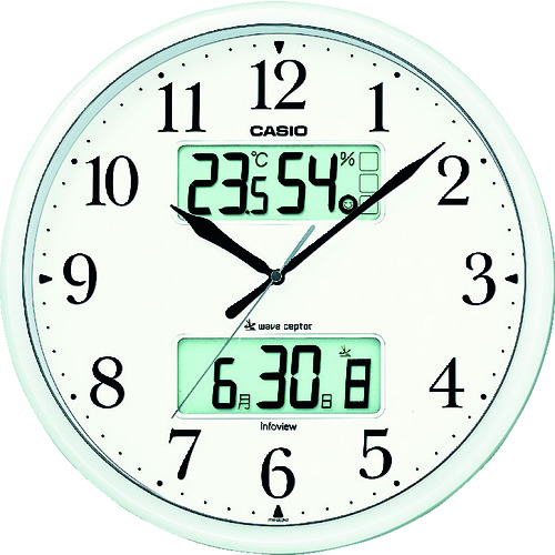 カシオ 温湿度計付き電波掛け時計(パールホワイトシルバー35CM) ITM-660NJ-8JF 5個まとめ売り 5個 【まとめ売り商品】