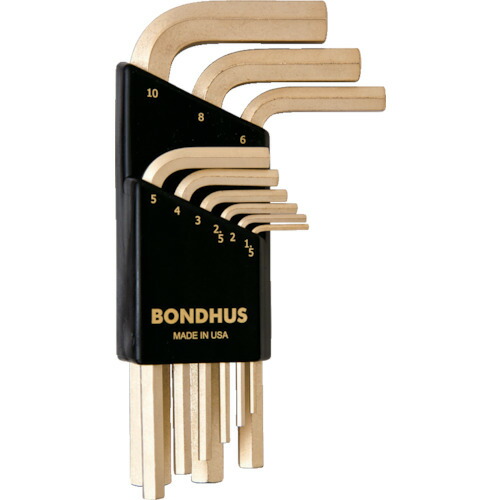 BONDHUS 六角L－レンチ HLX9MSG ショート ゴールド セット9本組(1.5－10mm) No.38299 50Sまとめ売り 50S 【まとめ売り商品】