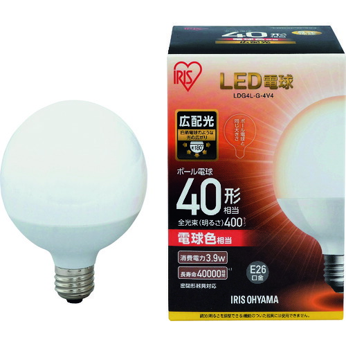 IRIS 567958 LDG4L-G-4V4 LED電球 ボール電球タイプ 40形相当 電球色 400lm 20個まとめ売り 20個 【まとめ売り商品】