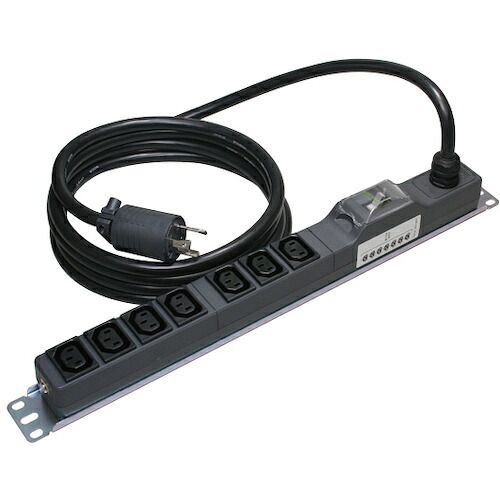 明工 19インチラック用 ME8635TA3 安全ブレーカー付 200V コンセント (C13×7) L6−20プラグ付 (VCT) 3m|設備プロ王国 店