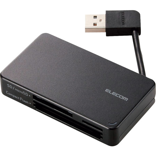 ELECOM メモリリーダライタ MR-K304BK ケーブル収納タイプ USB2.0対応 SD+microSD+CF対応 ブラック 60個まとめ売り 60個 【まとめ売り商品】