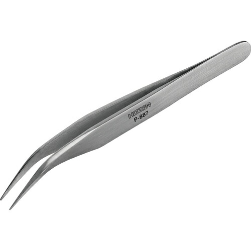 HOZAN 先曲がりピンセット P-887 130mm 20本まとめ売り 20本 【まとめ売り商品】
