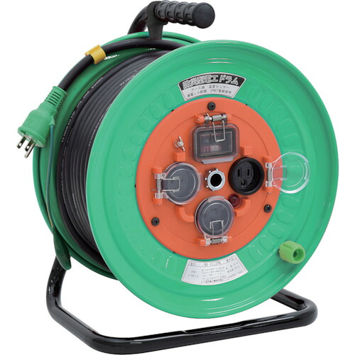 NICHIDO 電工ドラム NW-EK33PN 屋外型 過負荷漏電保護兼用ブレーカ付 2PNCT電線 30m｜設備プロ王国　店