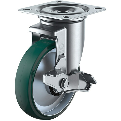 ユーエイ プレート式 PMS-150UWBDS/INJ(E46) 自在 キャスター ウレタン 車輪径150mm ストッパー付き PMタイプ PMS-DS型(E46) 取付寸法94×94(87×87) 8個まとめ売り 8個 【まとめ売り商品】