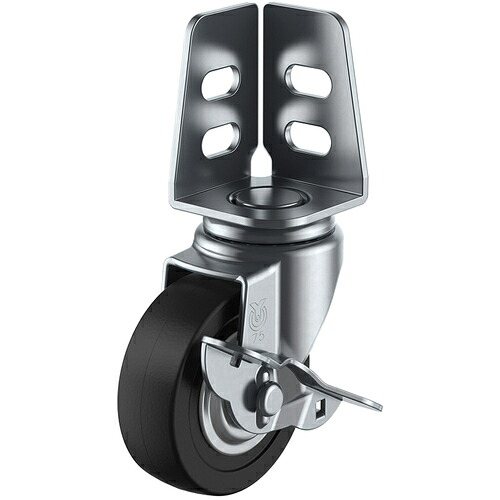 ユーエイ アングル SA-75RHS 自在 キャスター ゴム 車輪径75mm ストッパー付き Sタイプ SA-S型 取付寸法20×21，16 30個まとめ売り 30個 【まとめ売り商品】