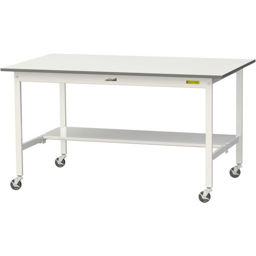 ヤマテック 軽量作業台 SUPC-1590T-WW ワークテーブル150シリーズ 移動式 半面棚付 低圧メラミン天板 W1500×D900×H825mm シルキーホワイト