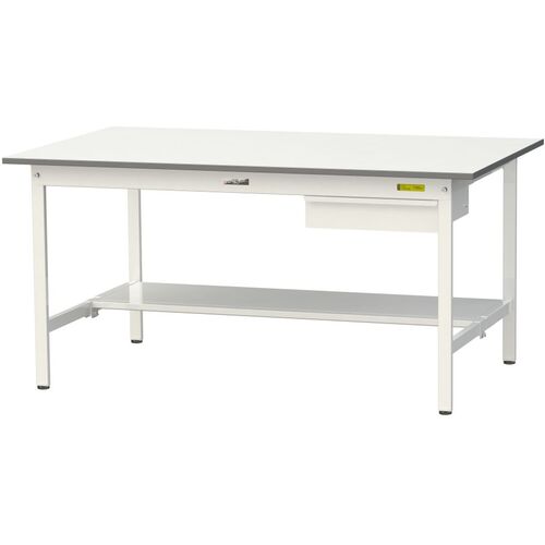 ヤマテック 軽量作業台 SUP-1875T-WW ワークテーブル150シリーズ 固定式 半面棚付 低圧メラミン天板 W1800×D750×H740mm シルキーホワイト