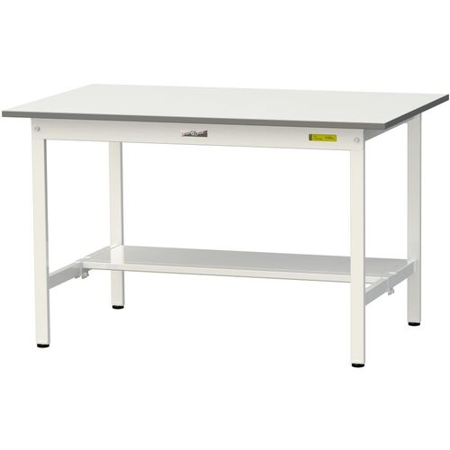 ヤマテック 軽量作業台 SUP-1275T-WW ワークテーブル150シリーズ 固定式 半面棚付 低圧メラミン天板 W1200&times;D750&times;H740mm シルキーホワイト｜設備プロ王国　店